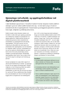 Kjennetegn ved arbeids- og oppdragsforholdene ved digitalt plattformarbeid