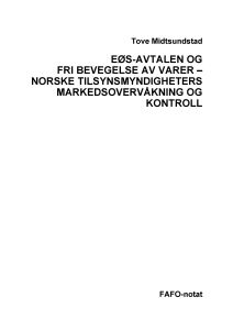 EØS-avtalen og fri bevegelse av varer – norske tilsynsmyndigheters markedsovervåkning og kontroll