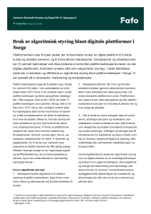 Bruk av algoritmisk styring blant digitale plattformer i Norge
