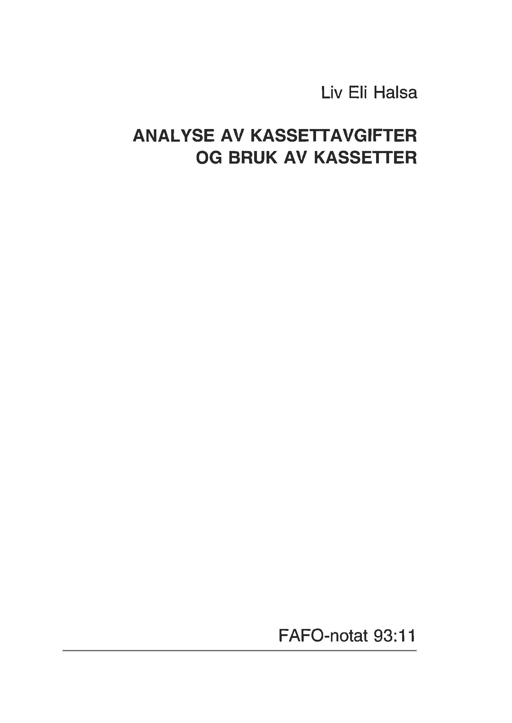 Analyse av kassettavgifter og bruk av kassetter