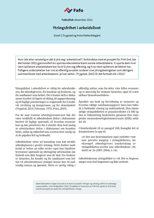 Ytringsfrihet i arbeidslivet