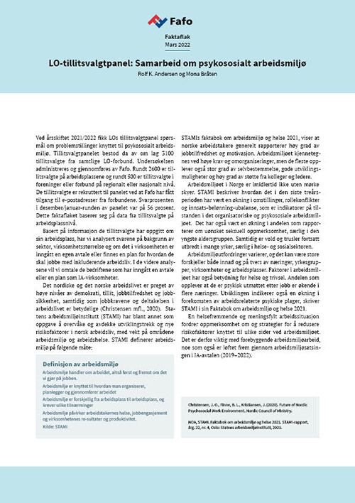 LO-tillitsvalgtpanel: Samarbeid om psykososialt arbeidsmiljø