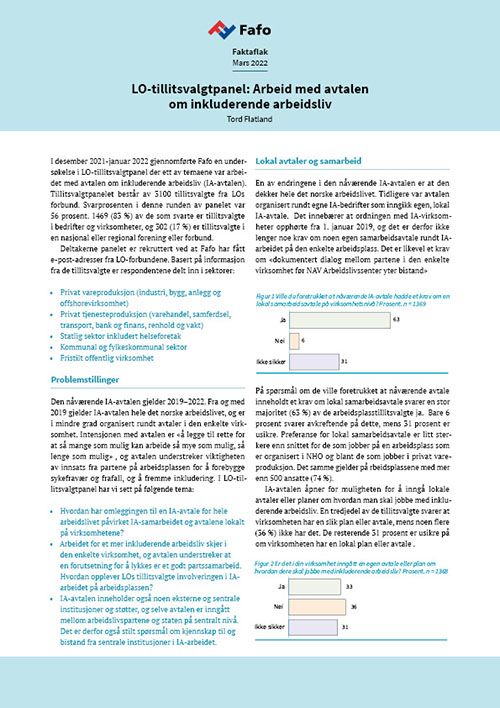 LO-tillitsvalgtpanel: Arbeid med avtalen om inkluderende arbeidsliv