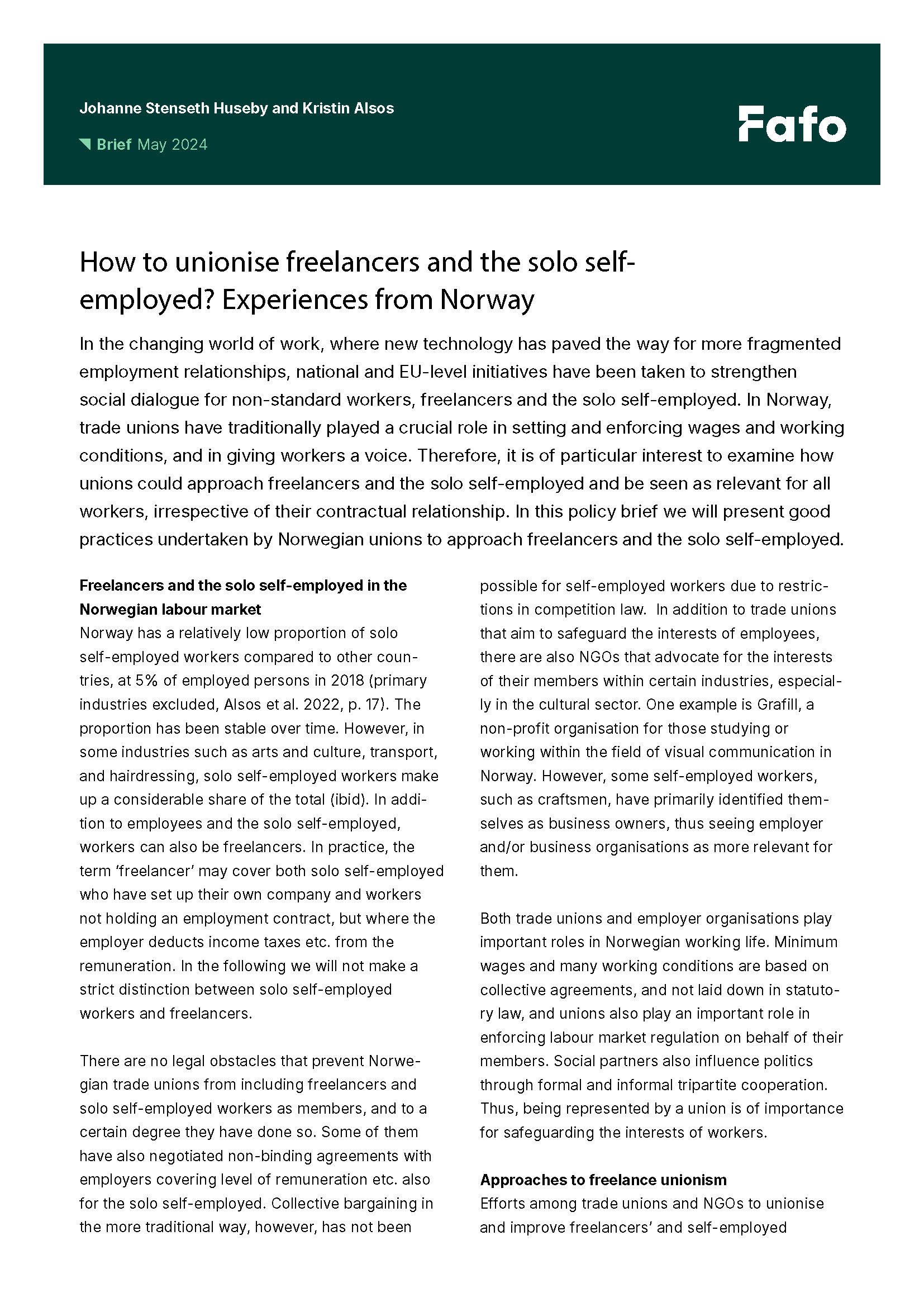 How to unionise freelancers and the solo selfemployed?