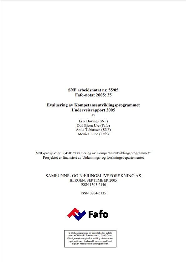 Evaluering av Kompetanseutviklingsprogrammet. Underveisrapport 2005