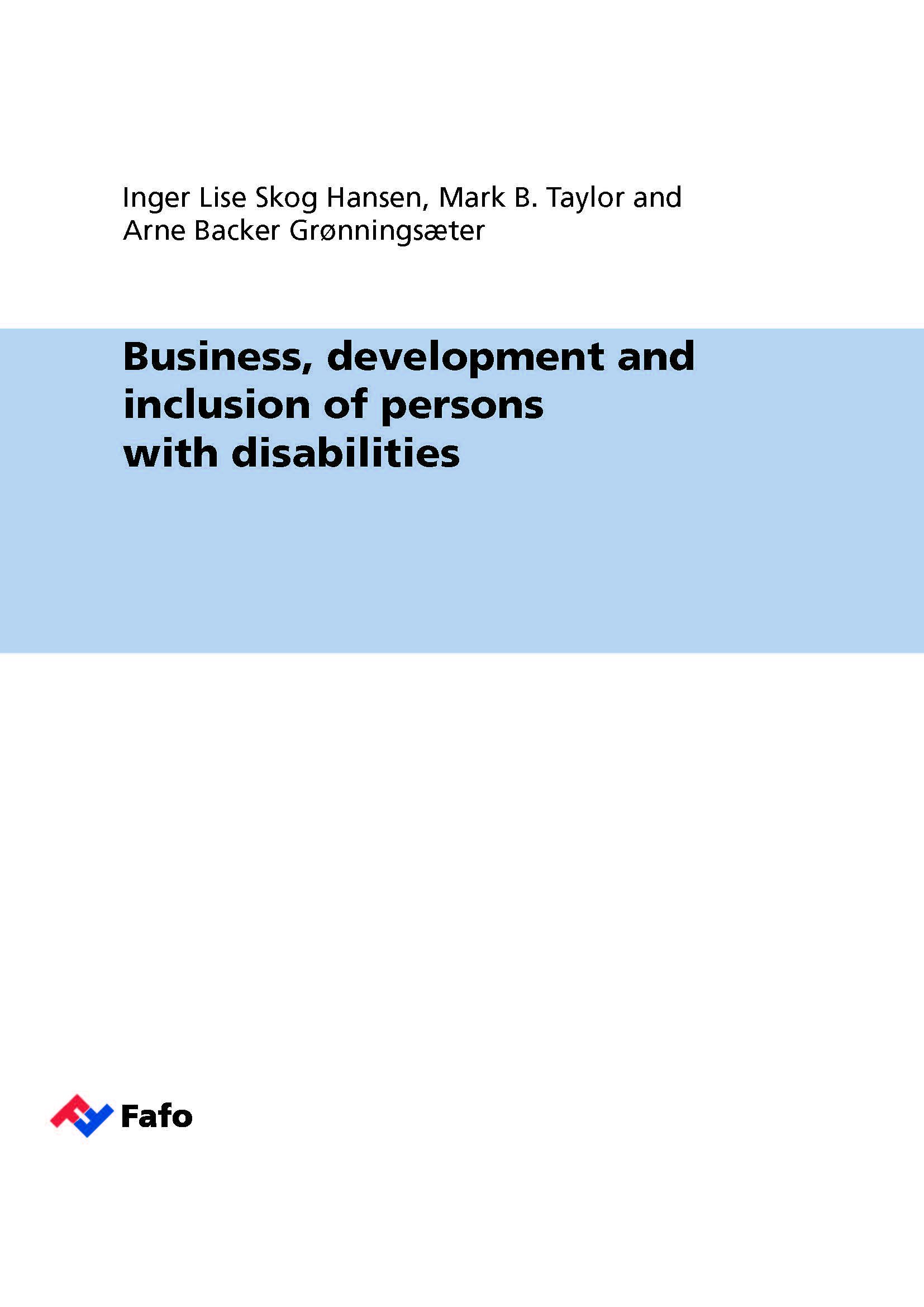 Business, development and inclusion of persons with disabilities