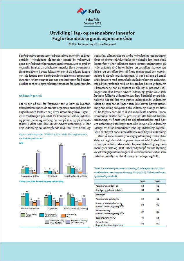 Utvikling i fag- og svennebrev innenfor Fagforbundets organisasjonsområde