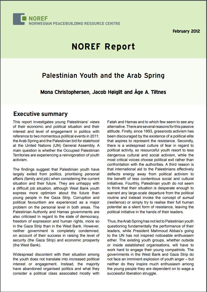Palestinian youth and the Arab Spring
