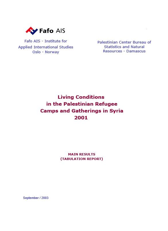 Living Conditions in the Palestinian Refugee Camps and Gatherings in Syria 2001