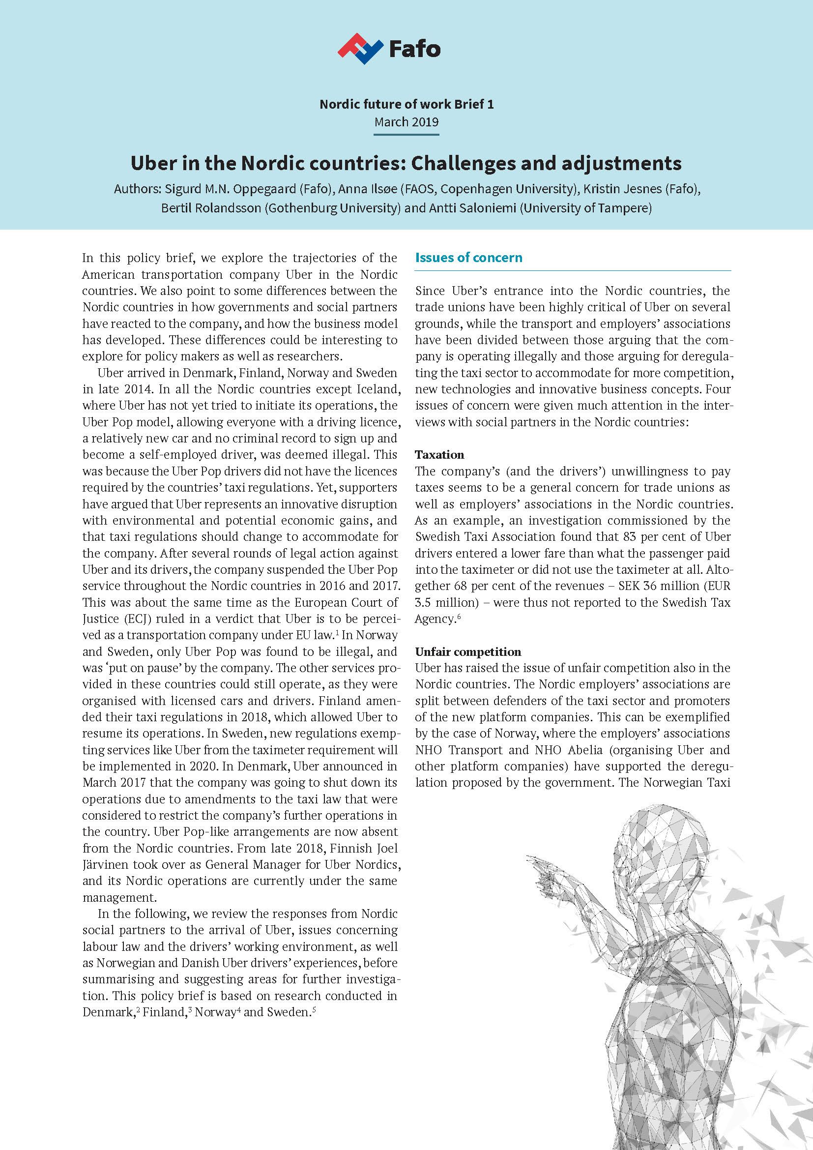 Uber in the Nordic countries: Challenges and adjustments