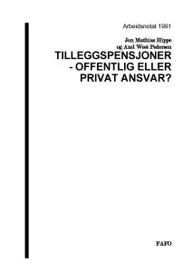 Tilleggspensjoner – offentlig eller privat ansvar